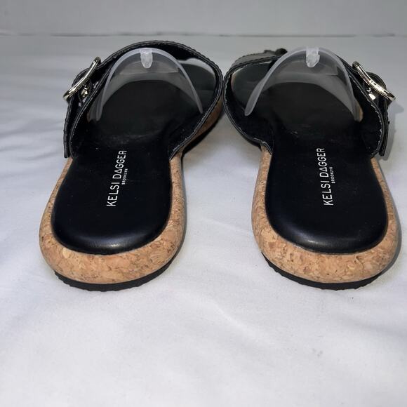 Kelsi Dagger Brooklyn Sandals Womens Size 9.5 Black Leather Buckle Thong Casual - Picture 6 of 14